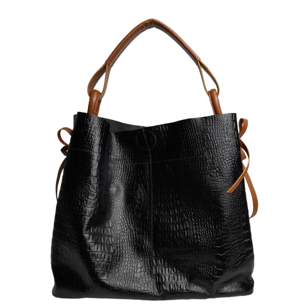 Bolso de Cuero para Damas Aubrey Reptil Schwarz