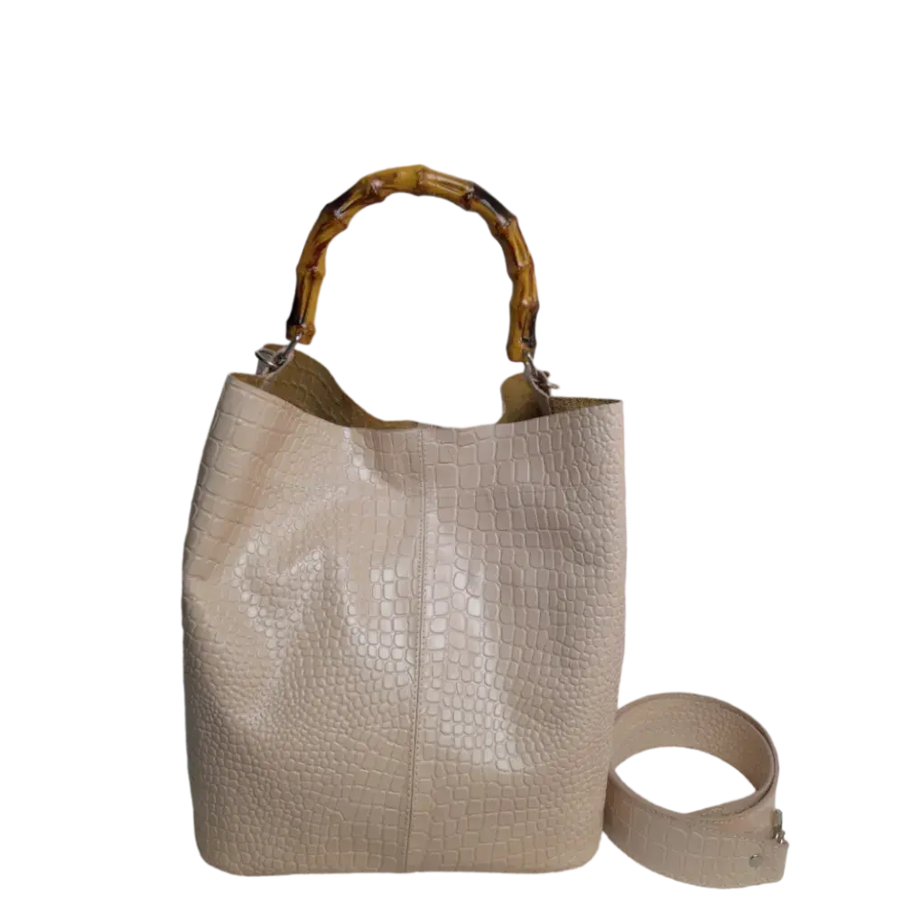Bolso de mano Claire en diseño de reptil nude