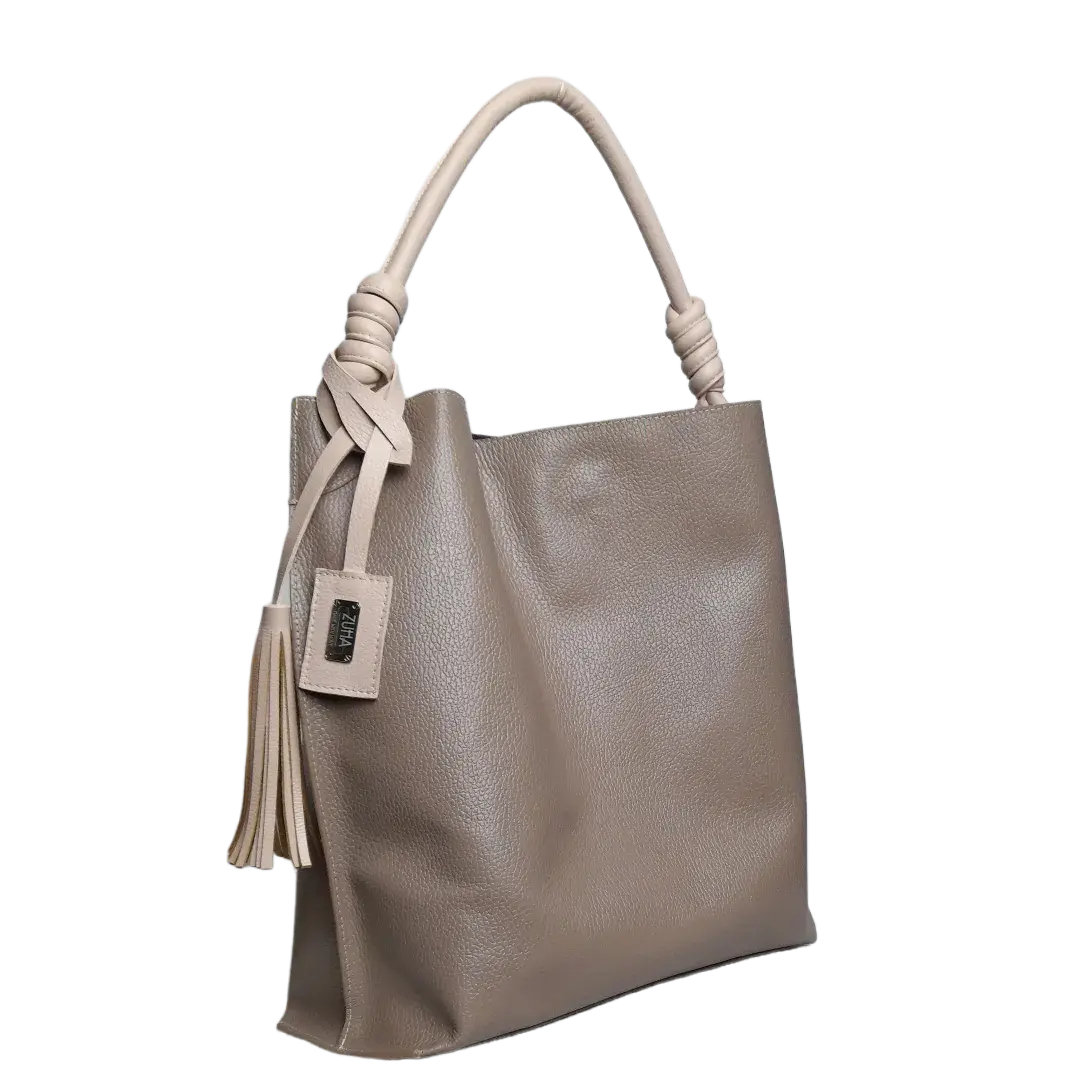 Bolso de mano para mujer Fernanda Taupe de cuero