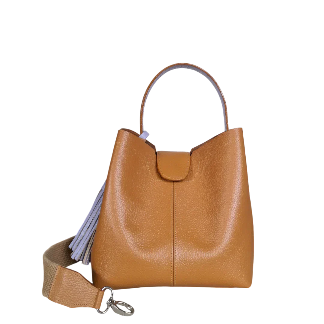 Lucia Kleine Bolsa de Mano de Cuero Color Miel para Damas