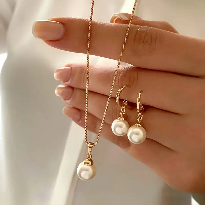 Conjunto de joyas Golden Grace Pearl | Oro
