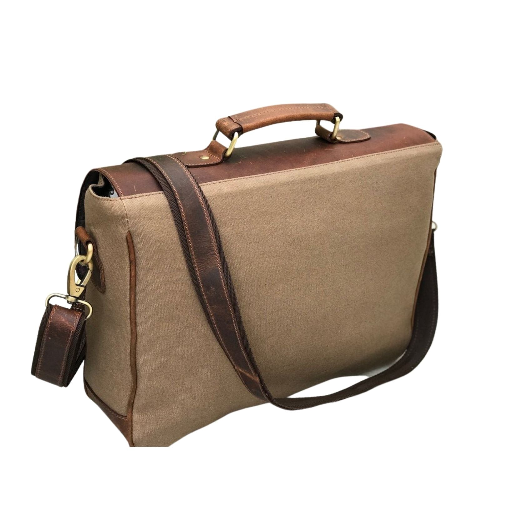 Bolsa de Laptop de Cuero Braun de Lona para Cazadores