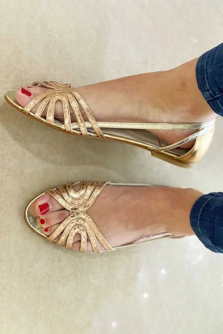 Eleonora | Sandalias Doradas Brillo de Verano