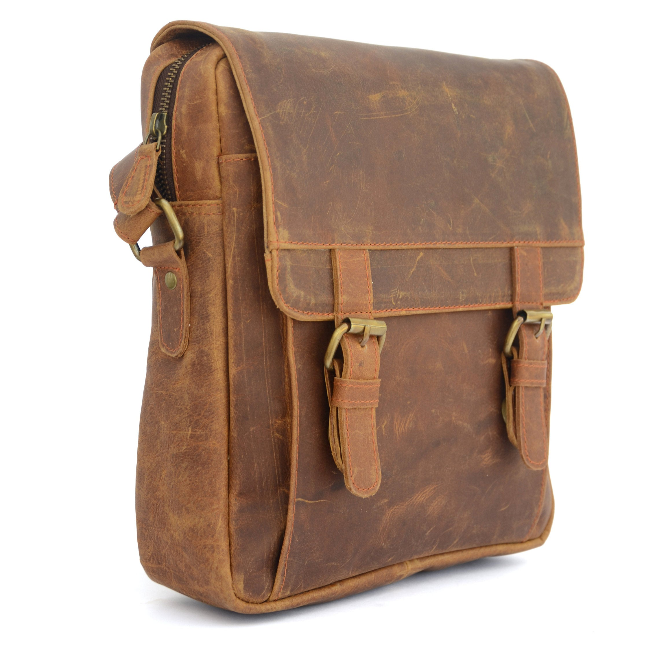 Bolso de hombro de cuero vintage marrón