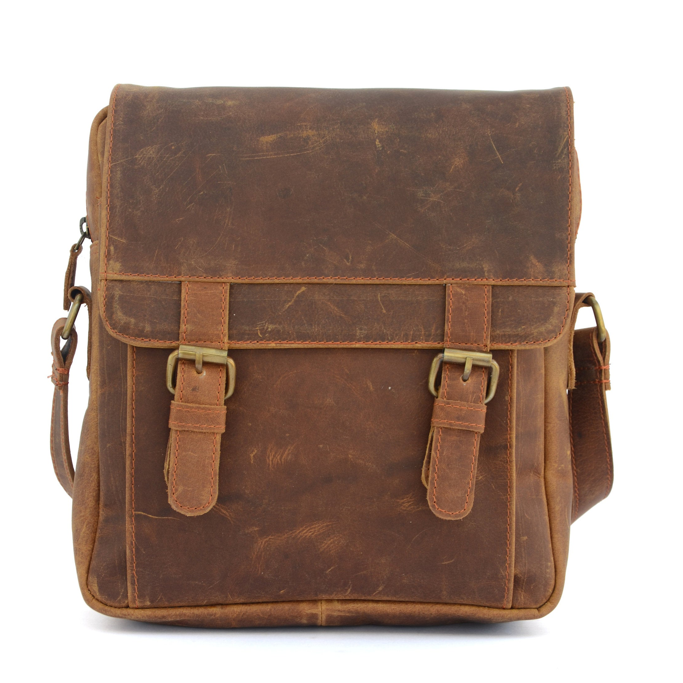 Bolso de hombro de cuero vintage marrón