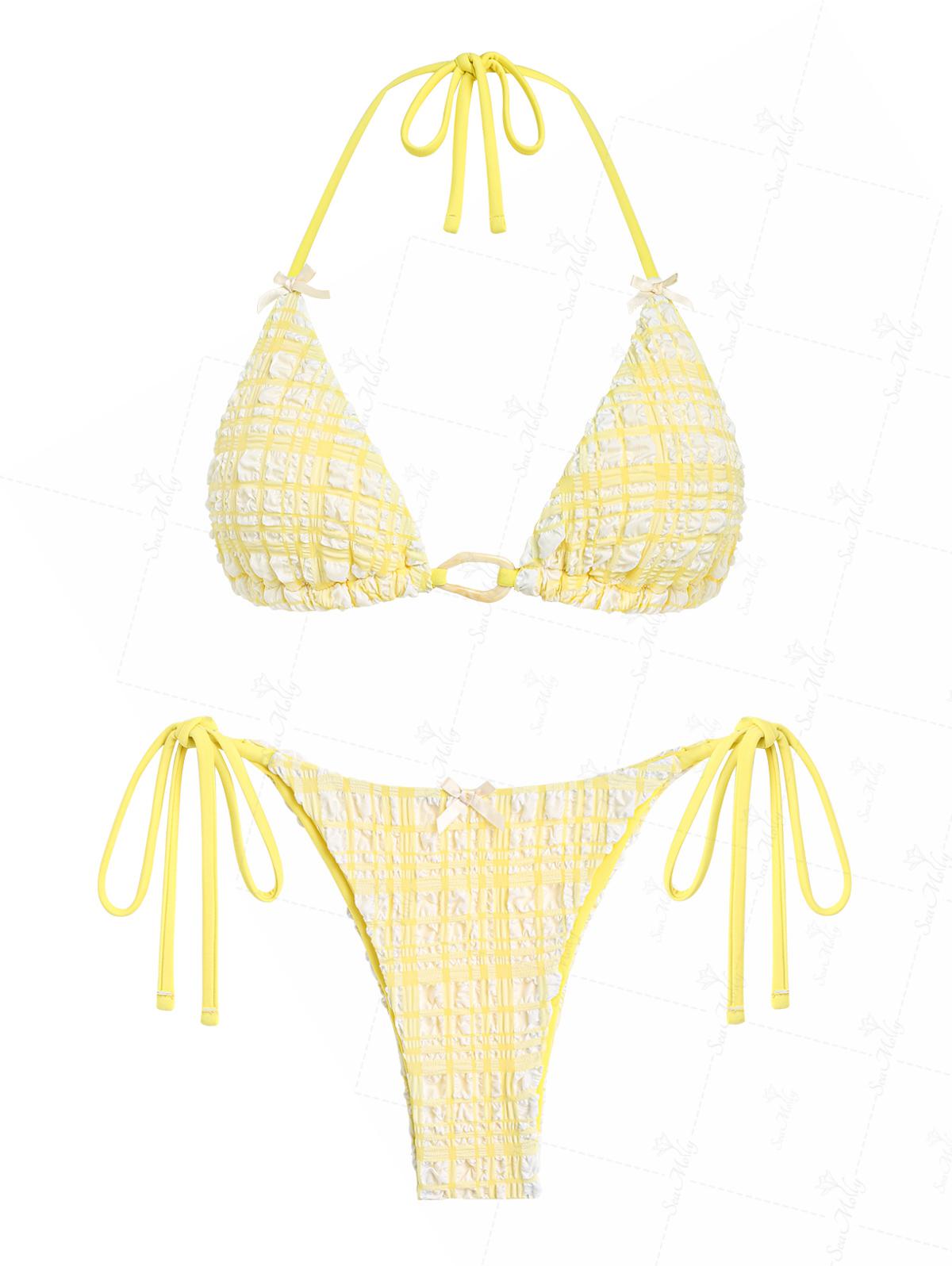 Ona | Conjunto de bikini amarillo sol con textura