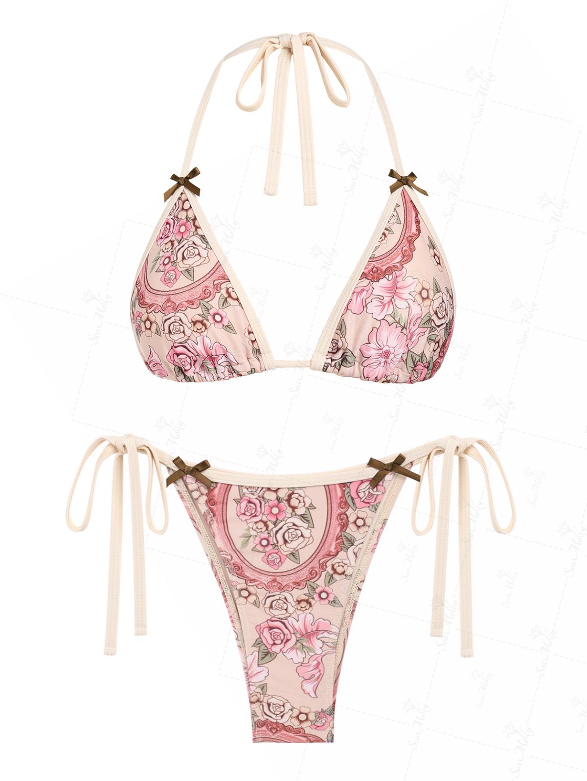 Nayla | Conjunto de bikini floral con detalle nudo