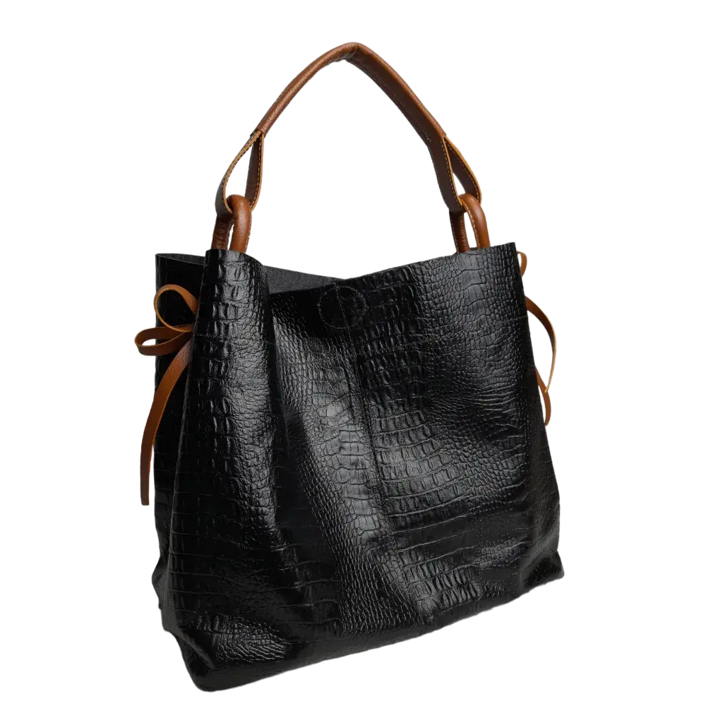 Bolso de Cuero para Damas Aubrey Reptil Schwarz