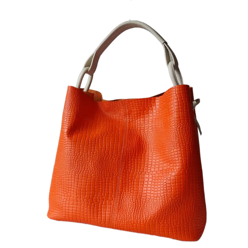 Bolso de Cuero para Damas Aubrey Reptil Naranja