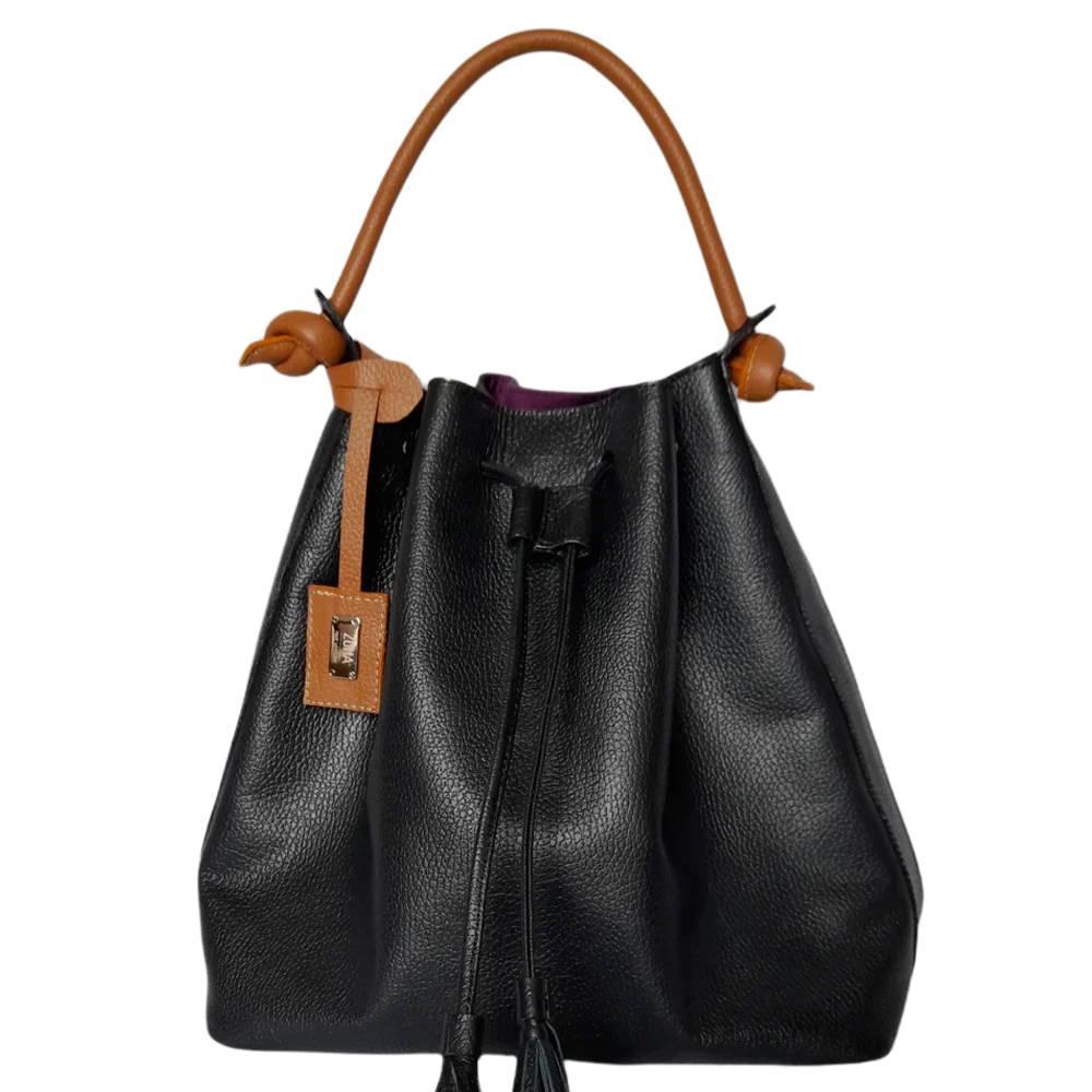 Bolso de cuero negro para damas de Jade