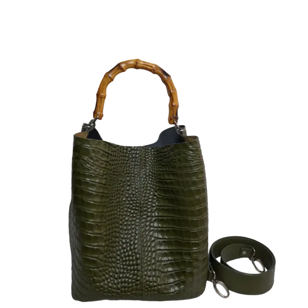 Claire Glavial Bolsa de Cuero para Damas en Verde Oliva