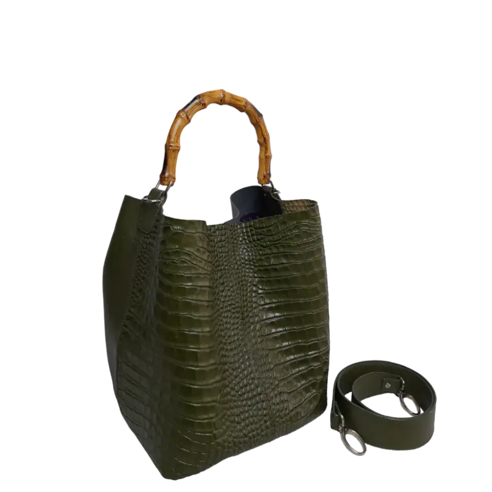 Claire Glavial Bolsa de Cuero para Damas en Verde Oliva