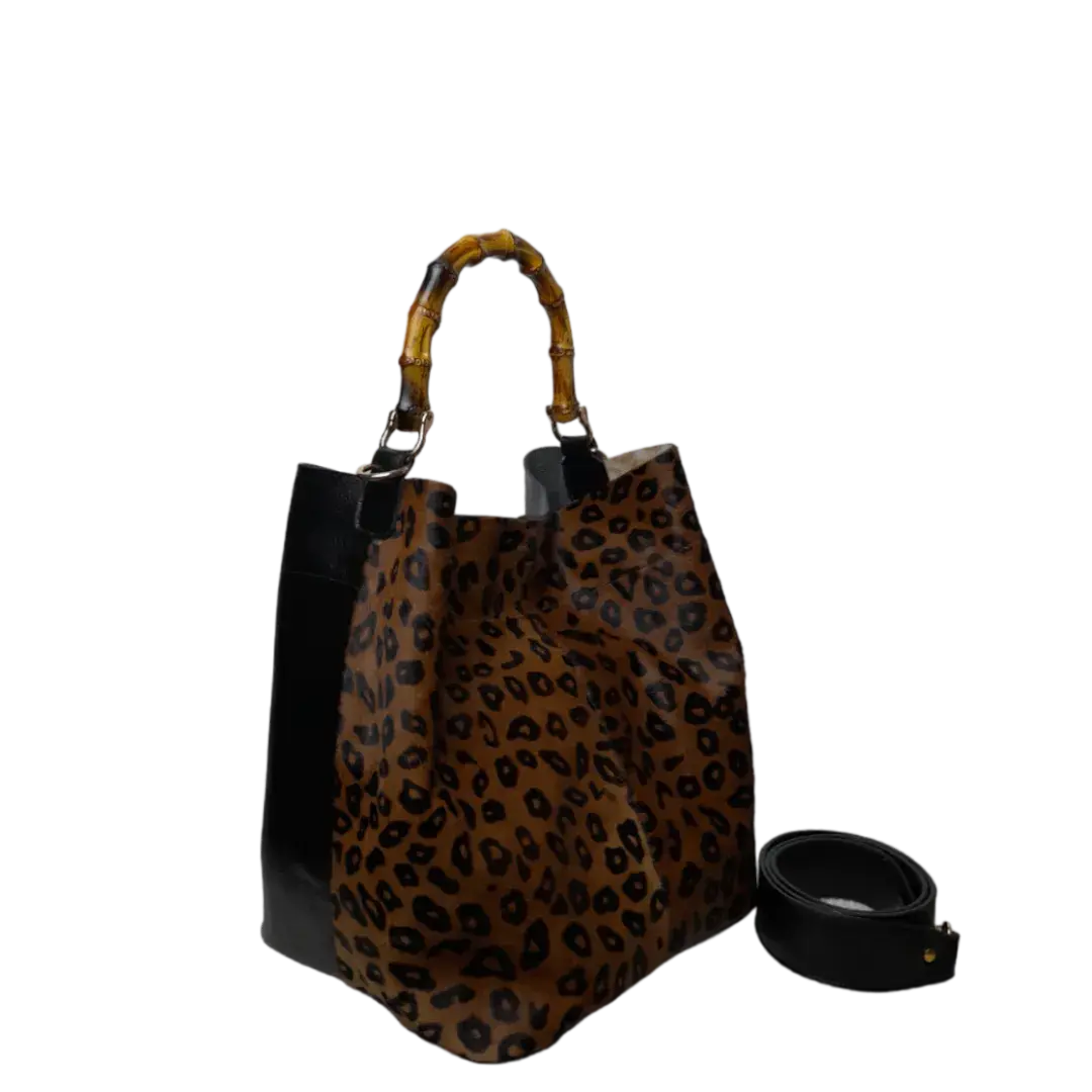 Claire Jaguar y bolso de cuero negro para damas