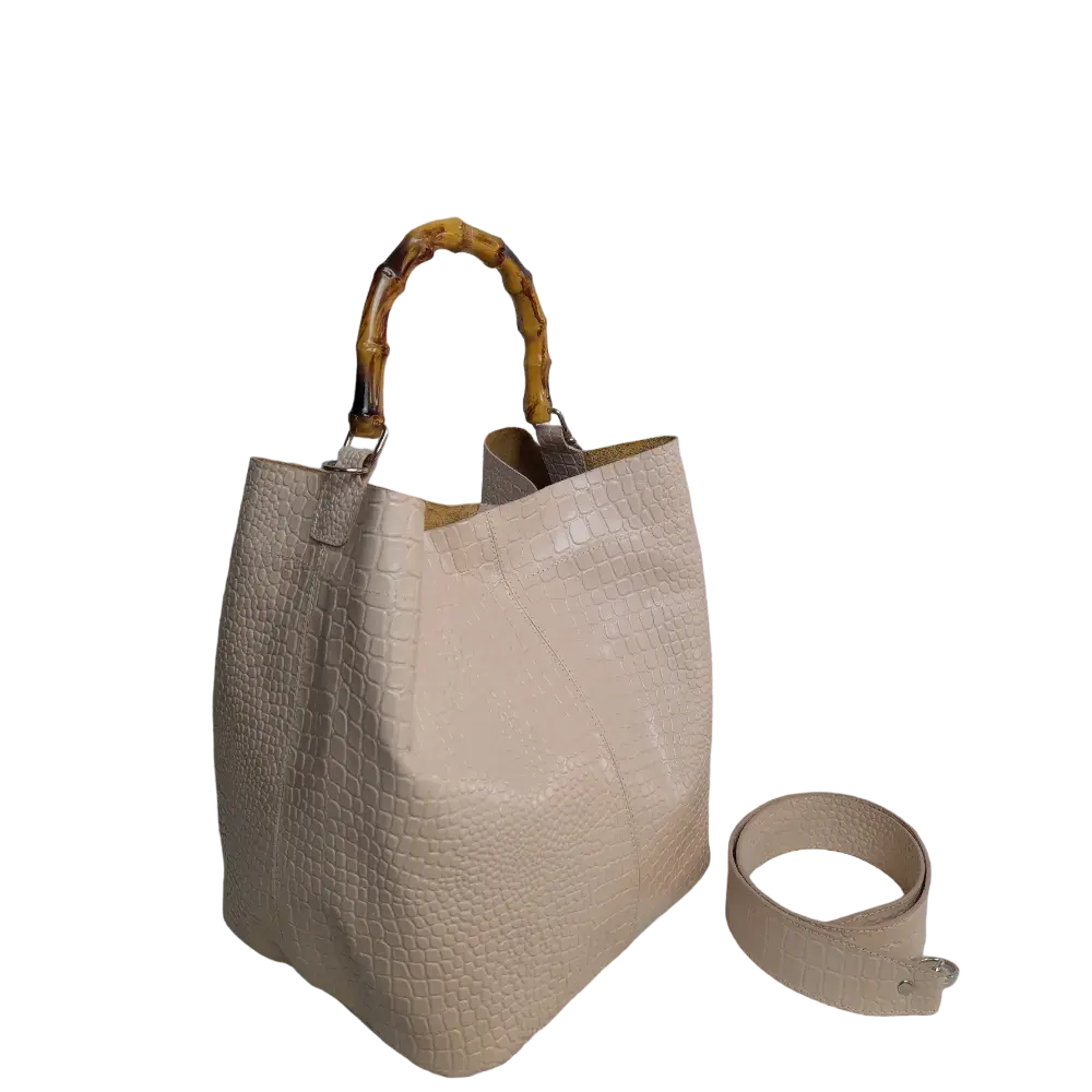 Bolso de mano Claire en diseño de reptil nude