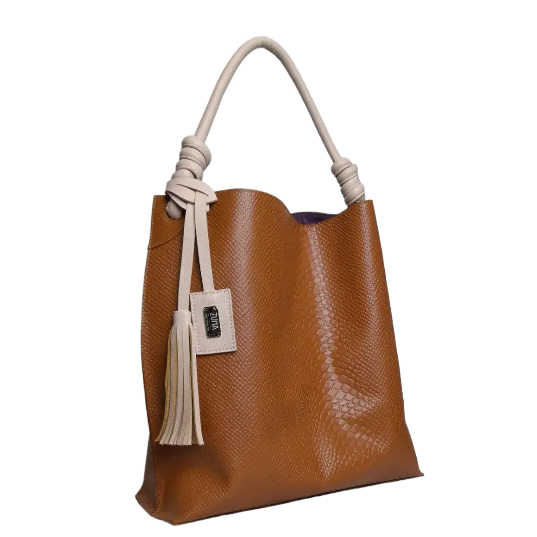 Bolso de Cuero para Damas Fernanda Anaconda Honey