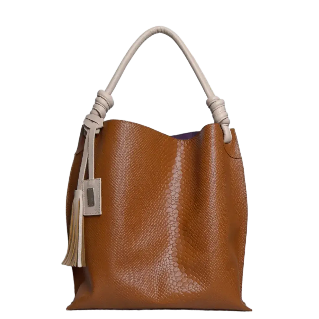 Bolso de Cuero para Damas Fernanda Anaconda Honey
