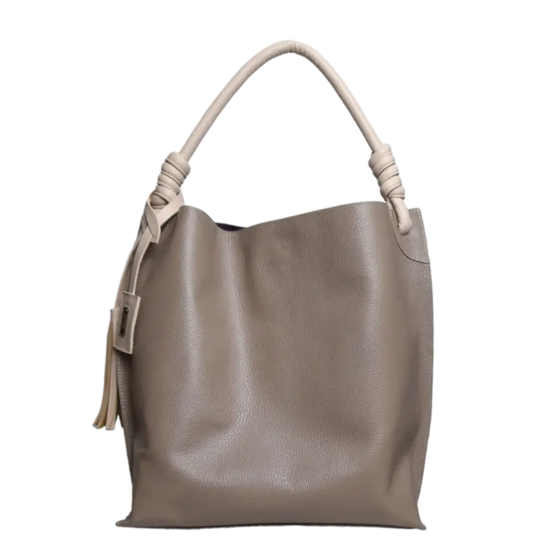 Bolso de mano para mujer Fernanda Taupe de cuero