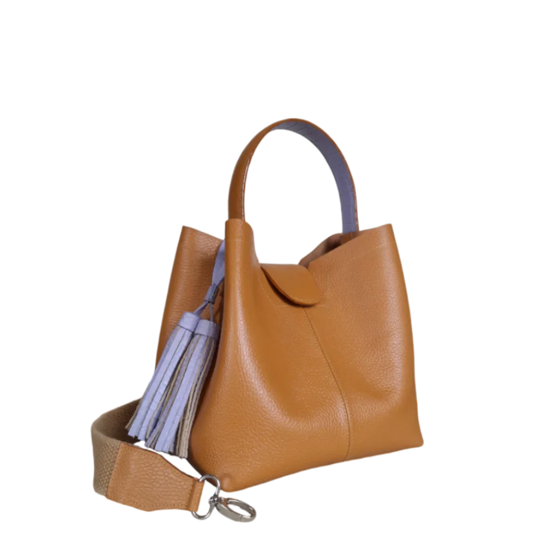 Lucia Kleine Bolsa de Mano de Cuero Color Miel para Damas