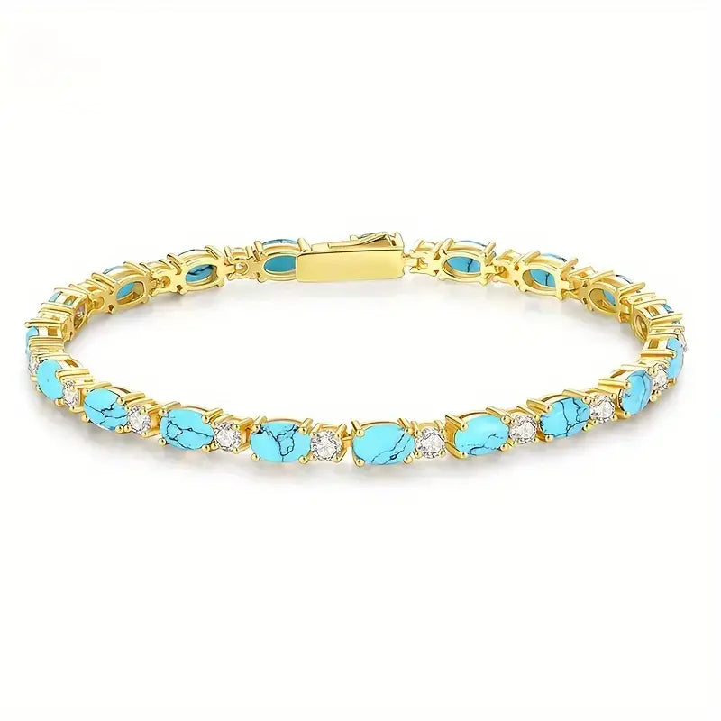 Pulsera de Piedra Turquesa Natural | Oro