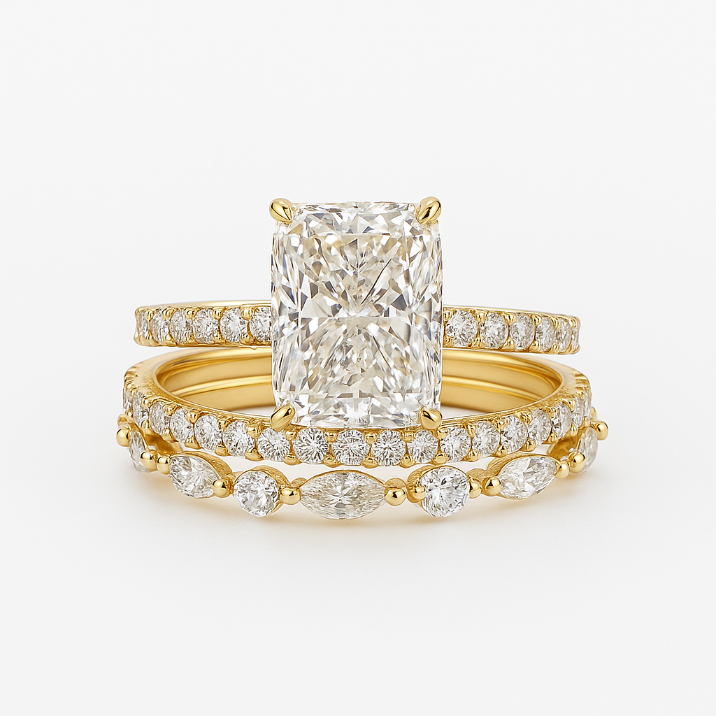 Juego de 3 anillos de boda Jaily | Oro