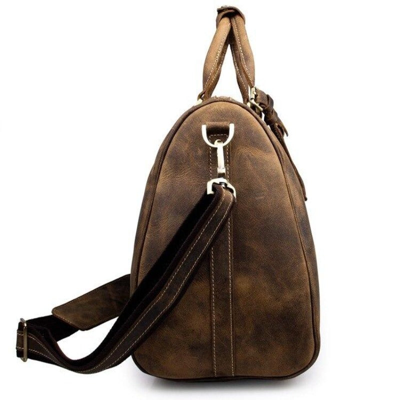 Bolso de viaje de cuero Crazy Horse vintage para hombres