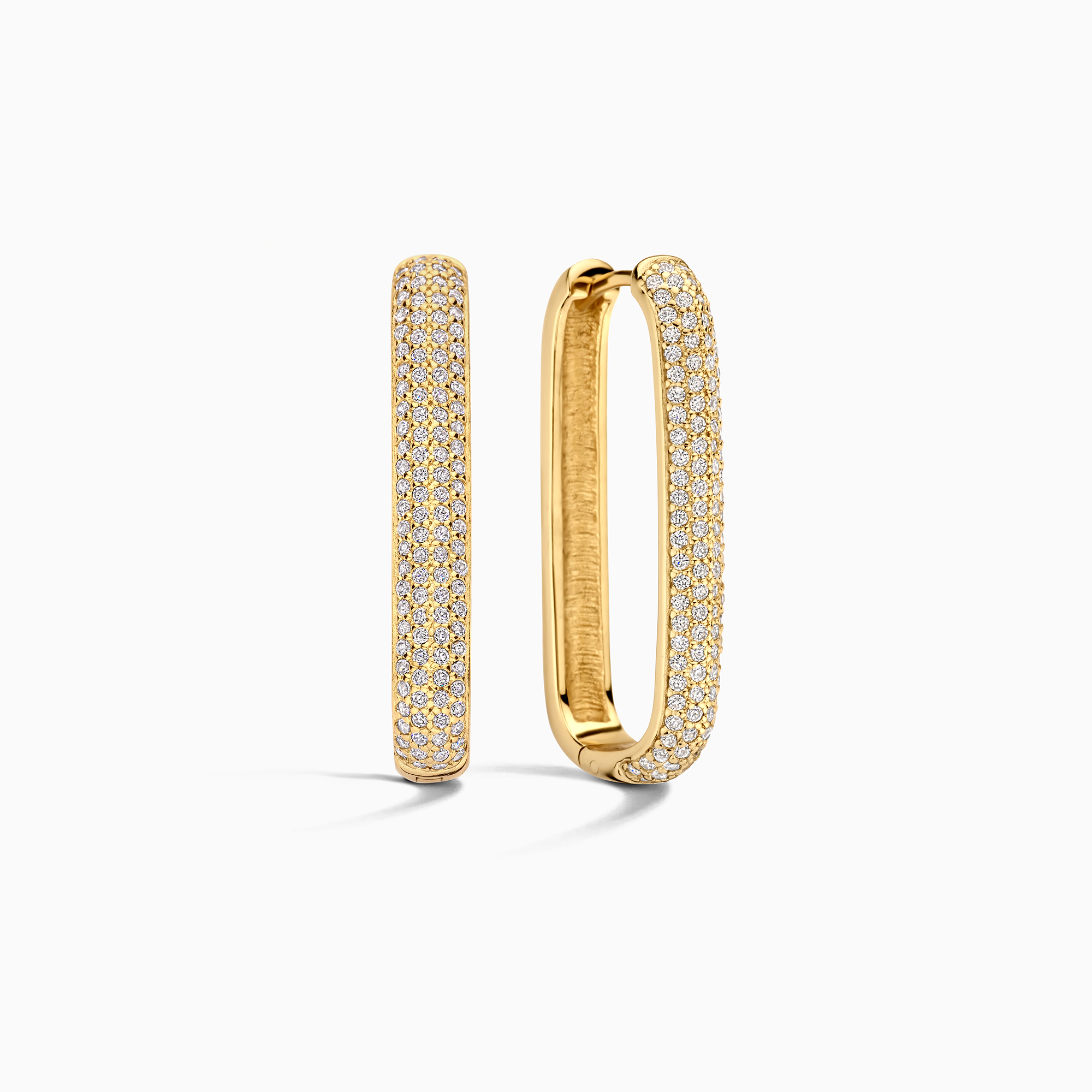 Pendientes de aro con grandes íconos pavé | Oro