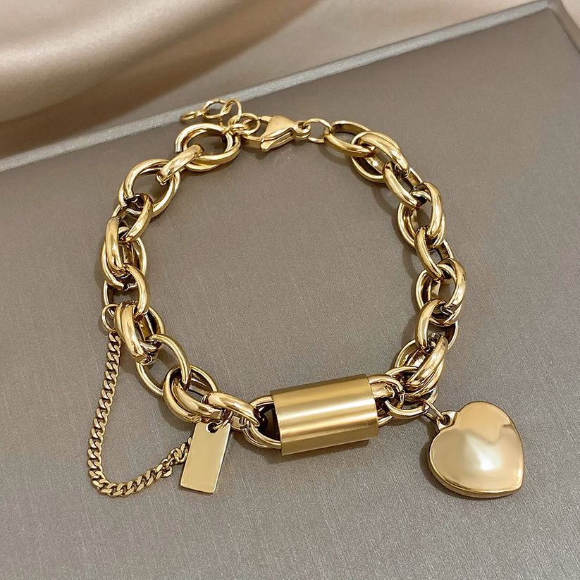 Pulsera Chunky Heartened | Oro
