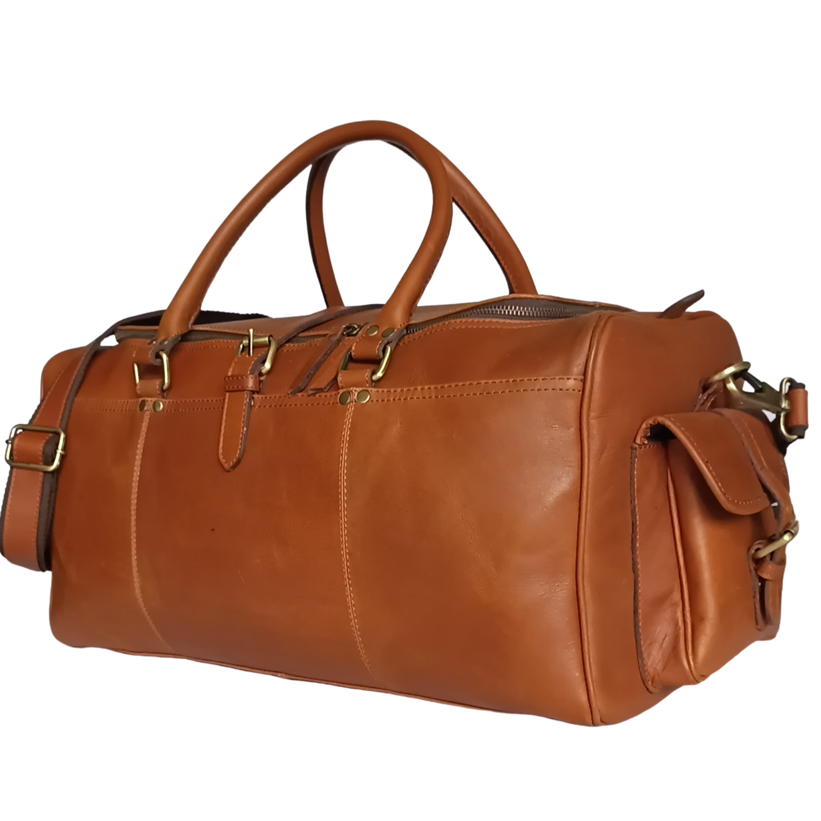 Bolso de fin de semana de cuero marrón