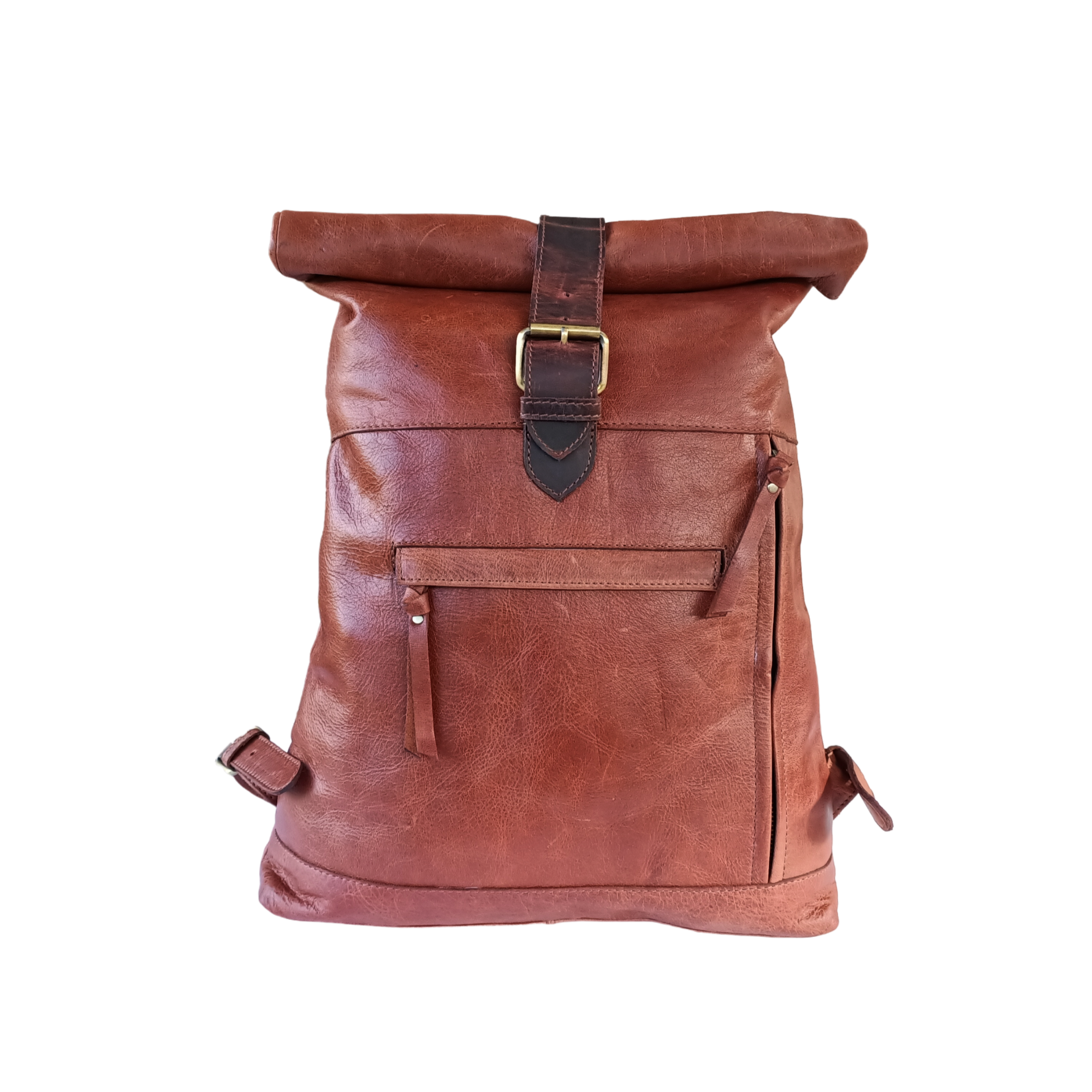 Rucksack de cuero marrón oscuro