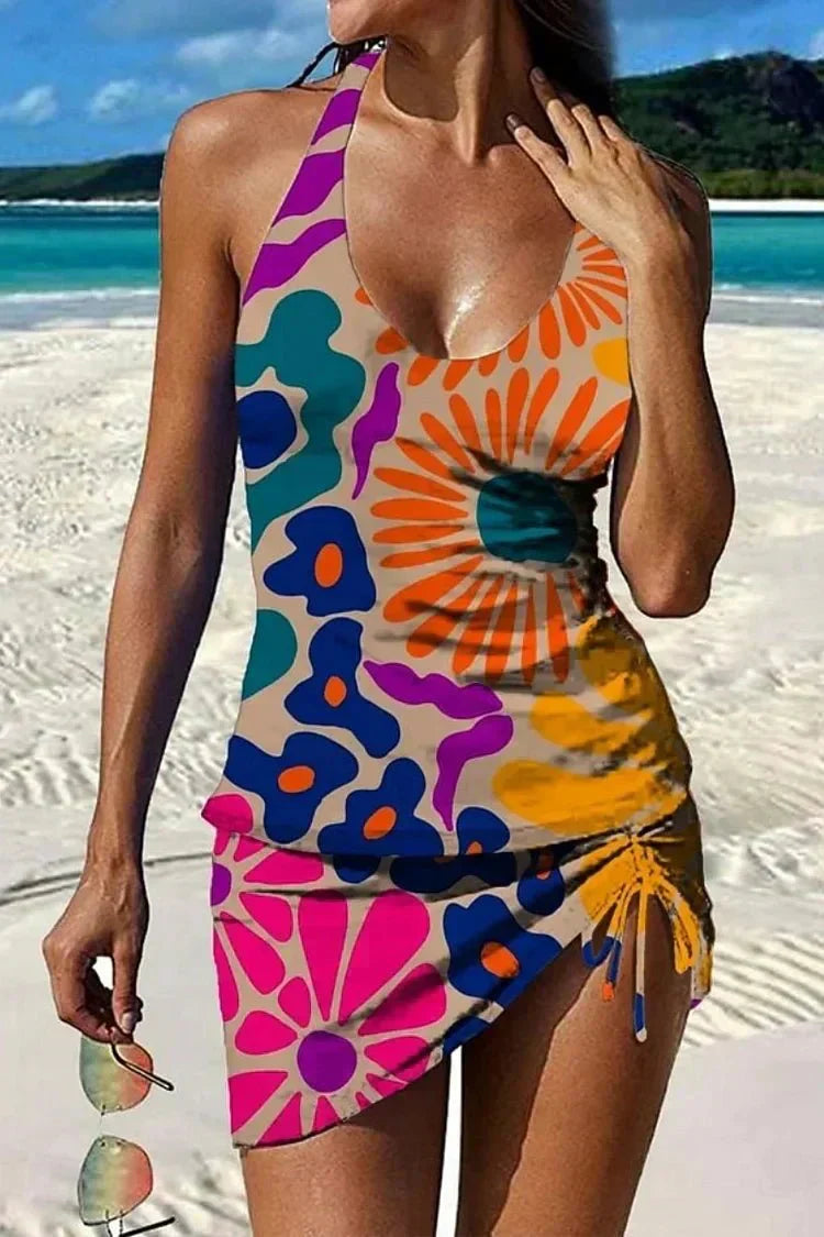 Diana - Traje de Baño Floral con Short y Efecto Vientre Plano