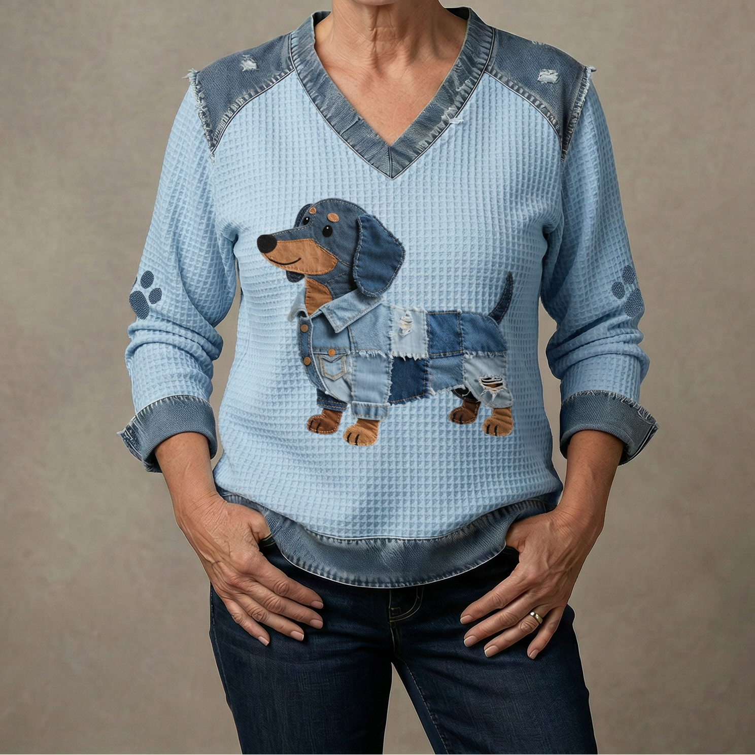 Claire - Encantador Dachshund con Parches de Denim