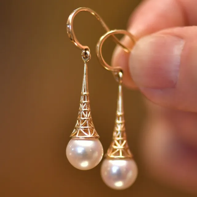 Pendientes con Perla de Oro Vintage