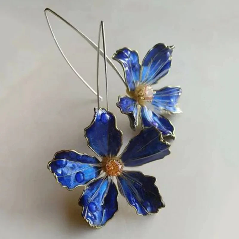 Bliss - Pendientes de Flores Azules Vintage